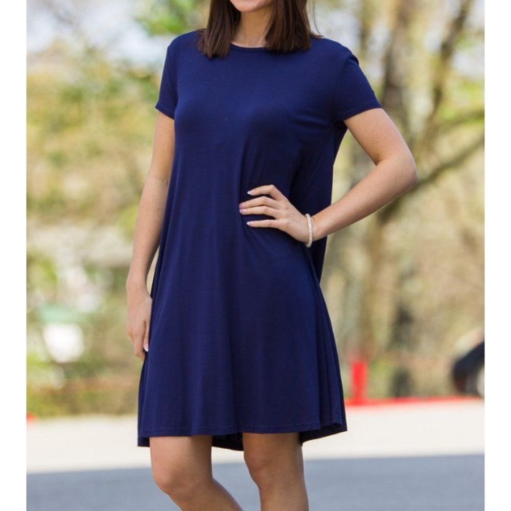 NEW Navy Short Sleeve Swing Dress, Nordstrom, S
